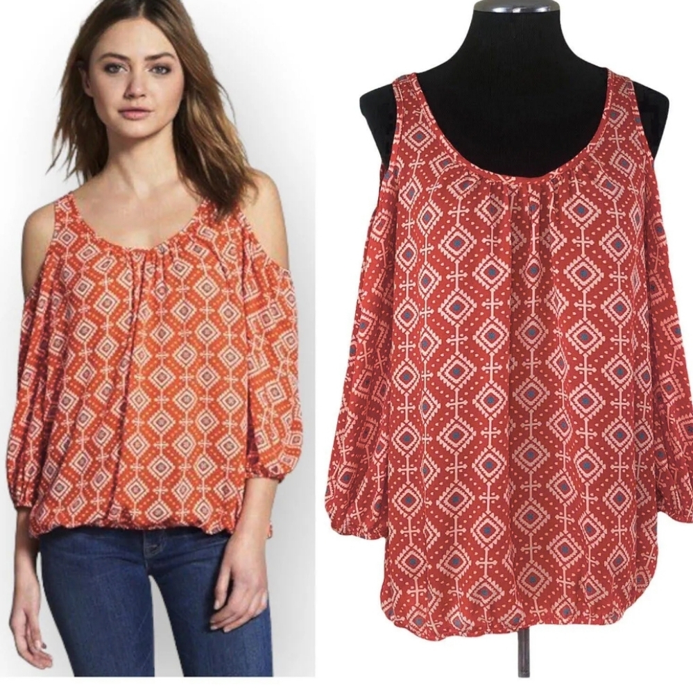 Harlowe & Graham - Cold Shoulder Print Blouse - Nordstrom